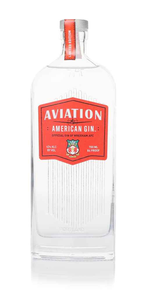Aviation American Gin with Red Wrexham FC label